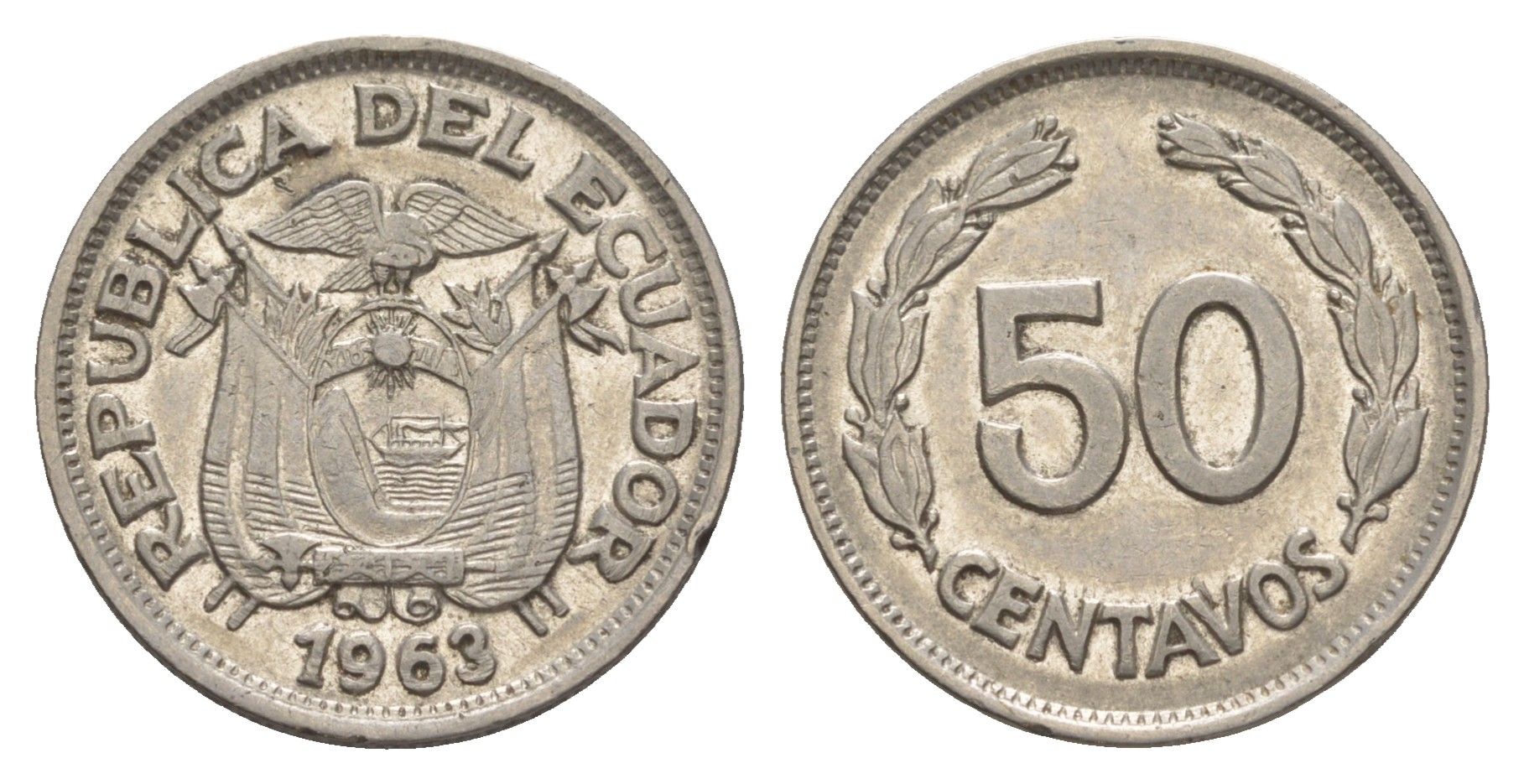 Эквадор 50 сентаво 1963 KM 81 сталь плакированная никелем 83-137