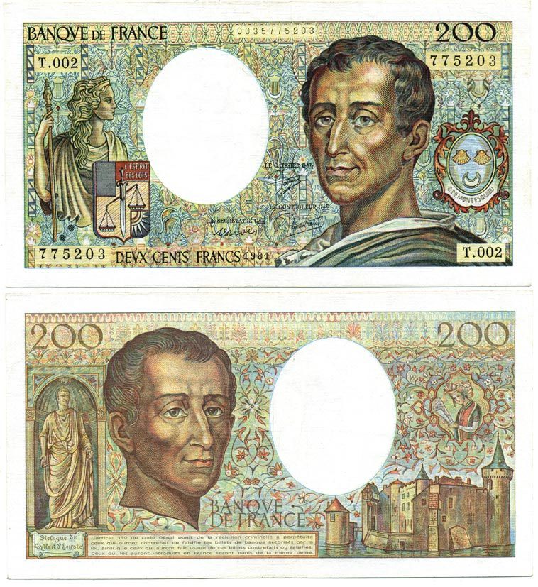 ФРАНЦИЯ 200 ФРАНКОВ 1981 Pick 155а бумага 7217-56-1