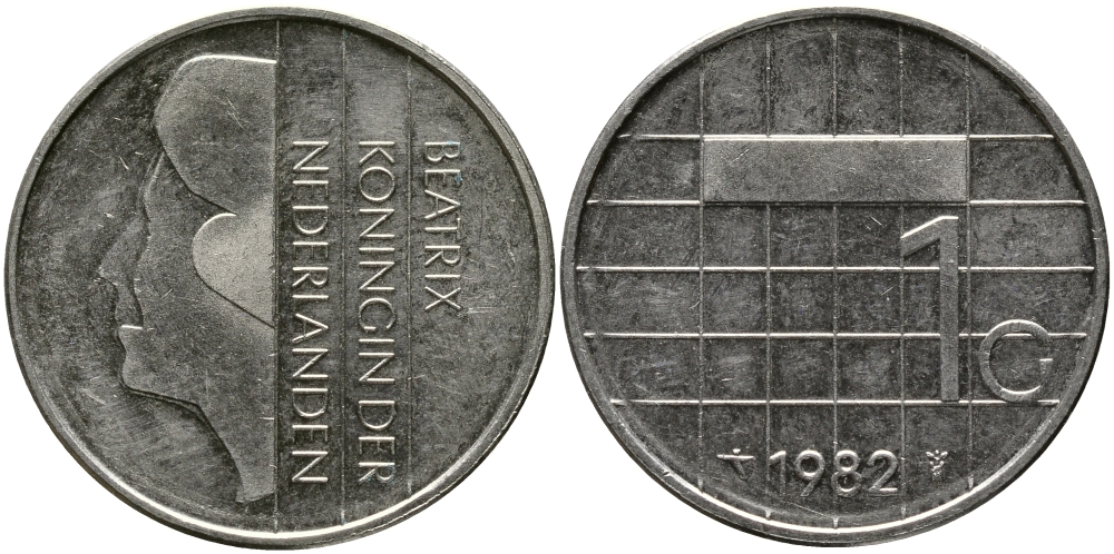 Нидерланды 1 гульден 1982 Беатрикс (1980-2013) KM 205 никель 98-311