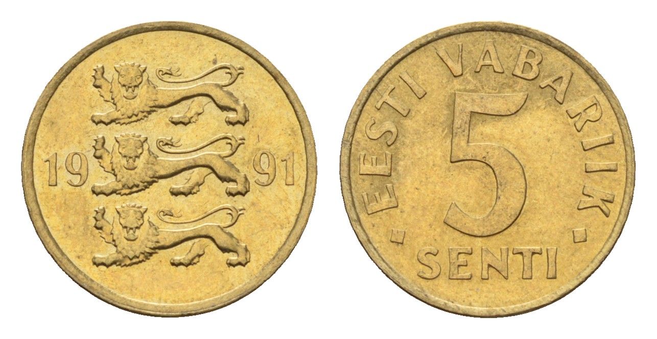 Эстония 5 сентов 1991 KM 21 латунь UNC 4701-1163