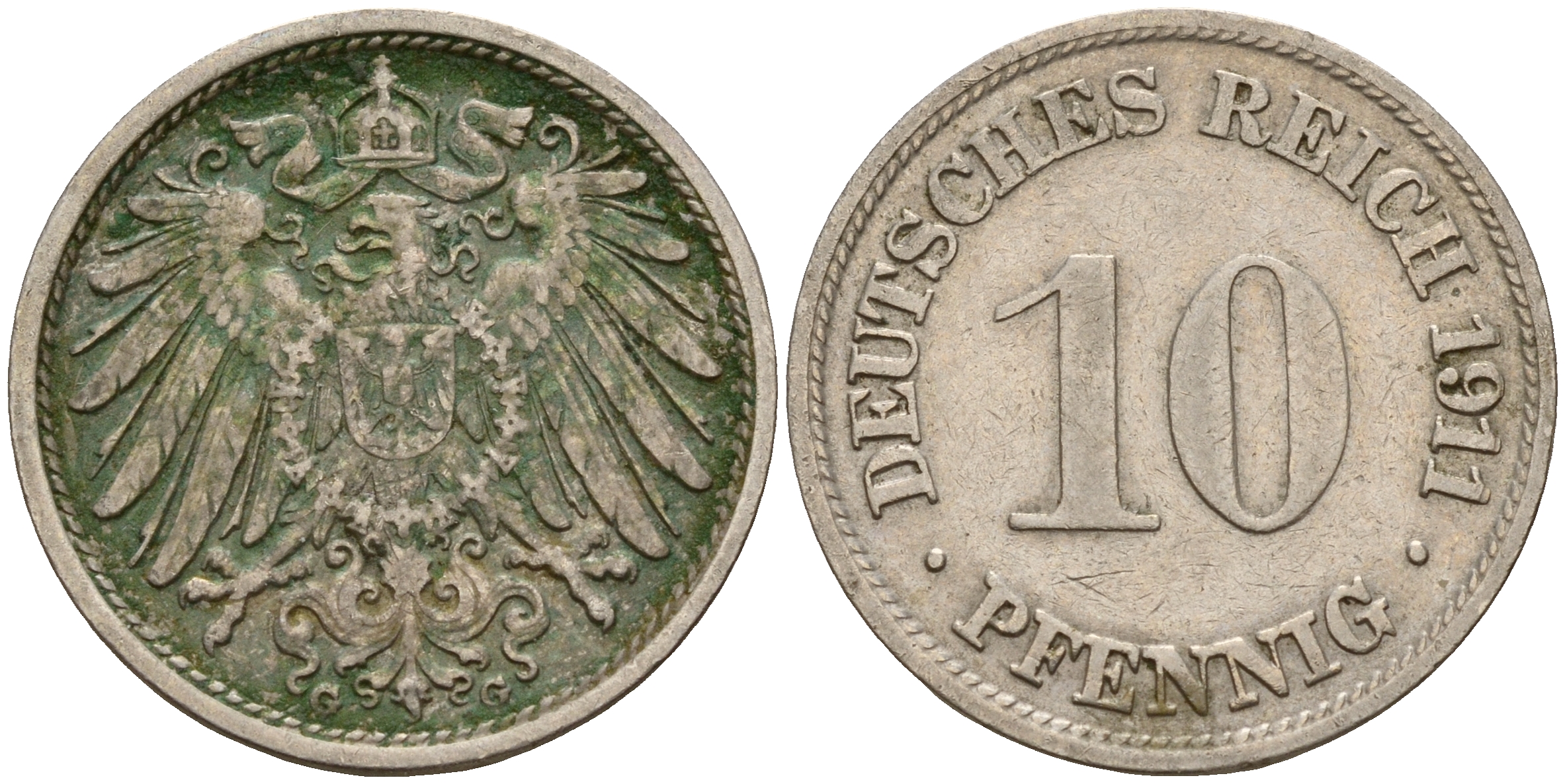 Германия 10 пфеннигов 1911 G J. 13,  KM 12 медно-никель    4603-731