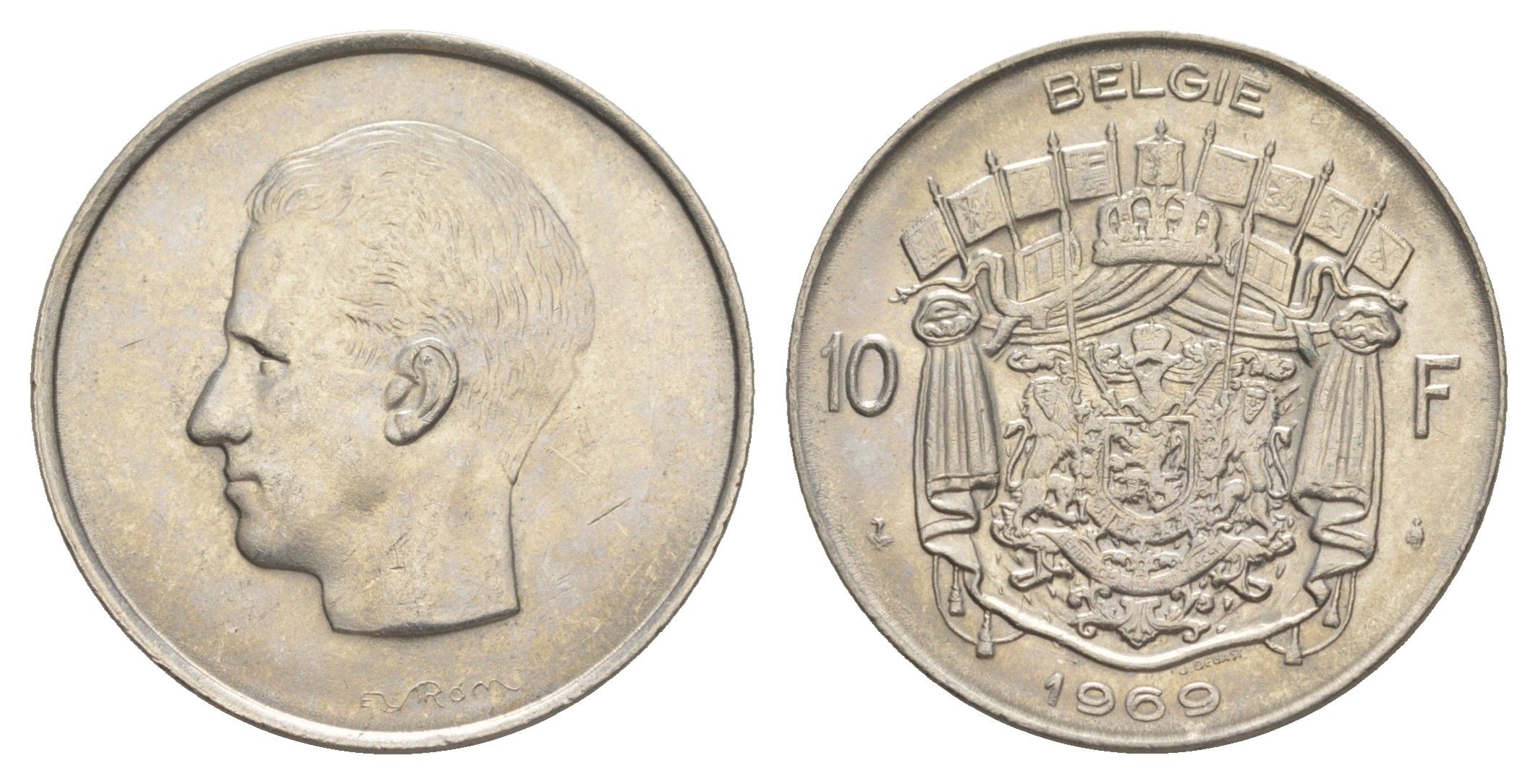 Бельгия 10 франков 1969 Belgie, Бодуэн I (1951-1993) KM 156 никель 4538-1046