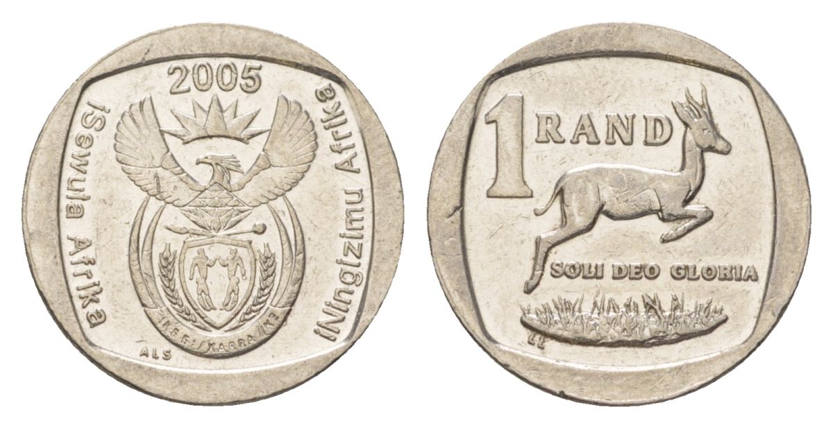 ЮАР 1 ранд 2005 KM 295 медь плакированная никелем 4627-435