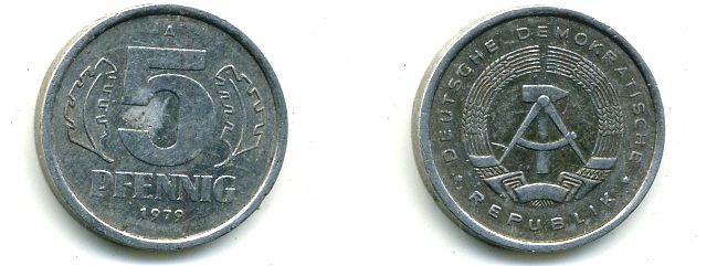 ГДР 5 пфеннигов 1979 A алюминий 4651-1128
