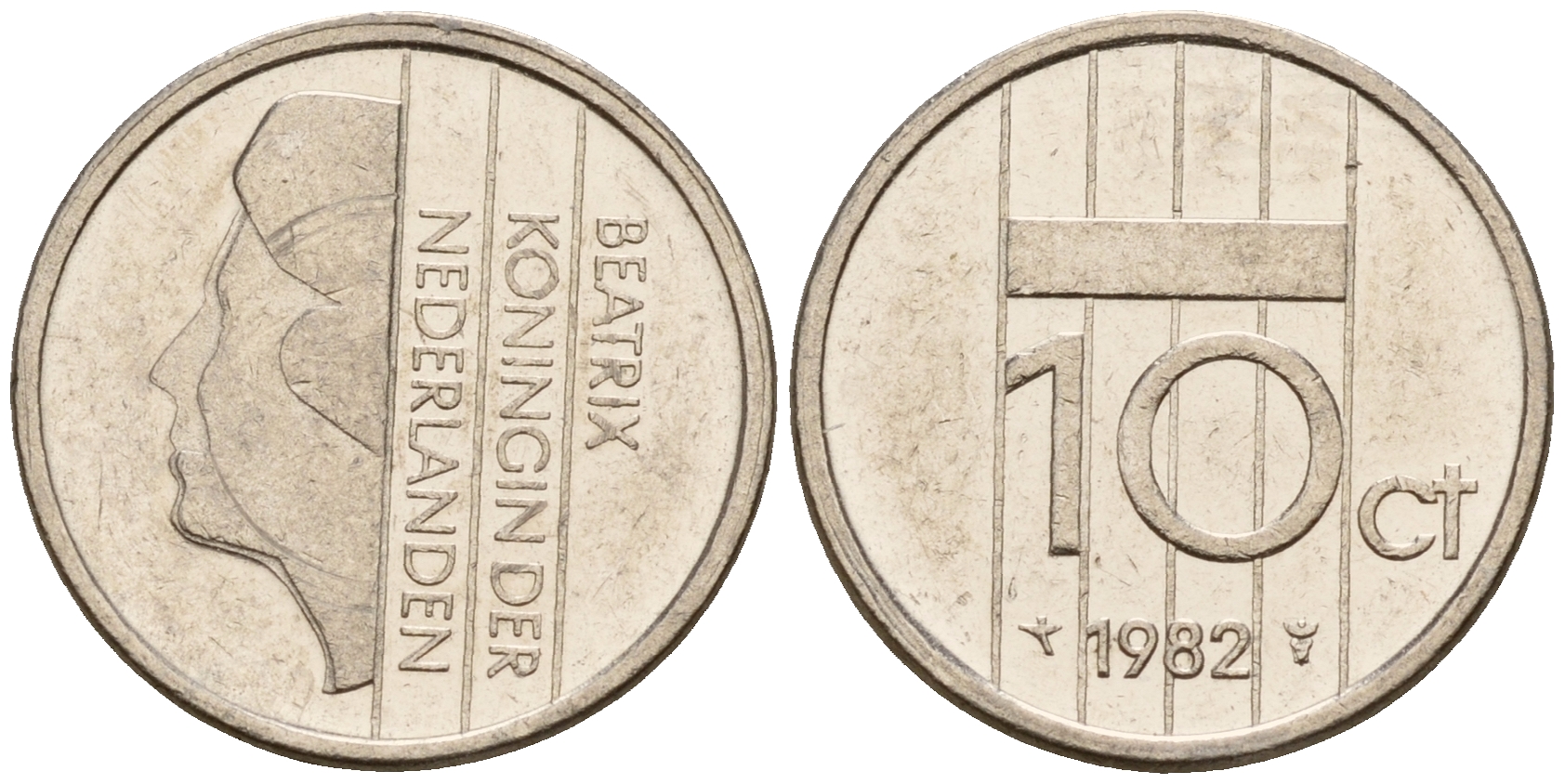 Нидерланды 10 центов 1982 Беатрикс (1980-2013) KM 203 никель    4598-352