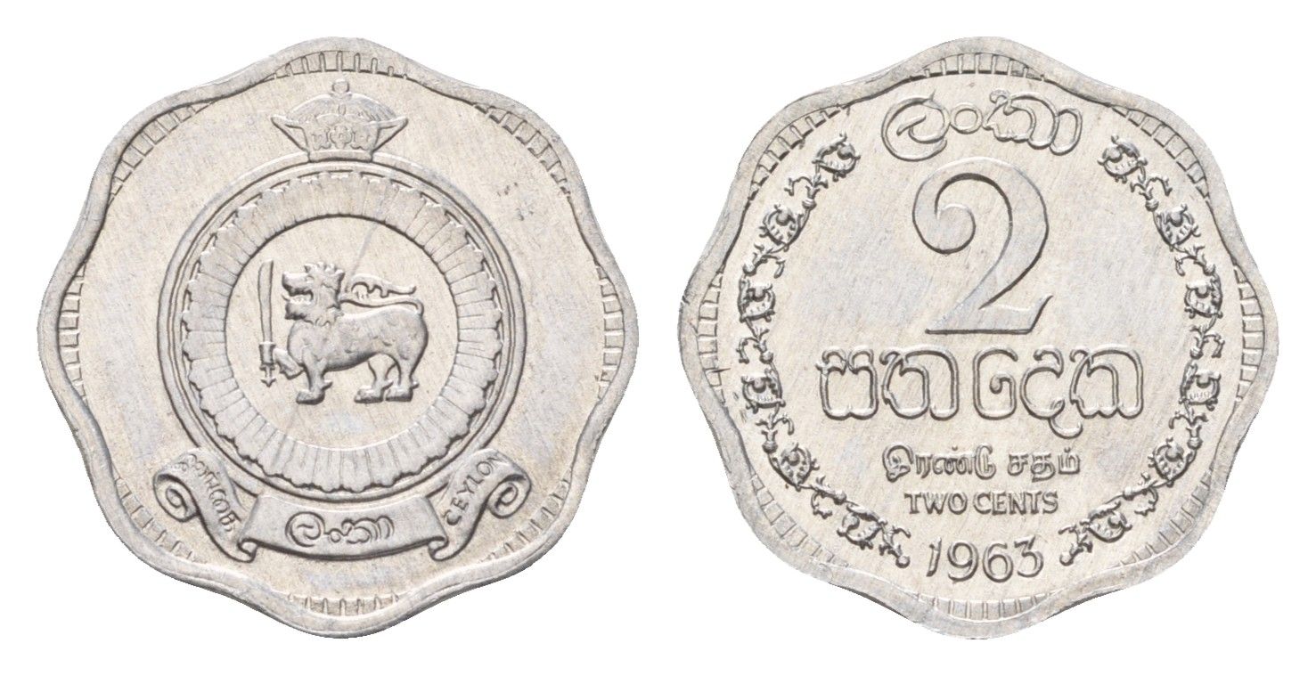 Цейлон 2 цента 1963 KM 128 алюминий UNC 4528-662