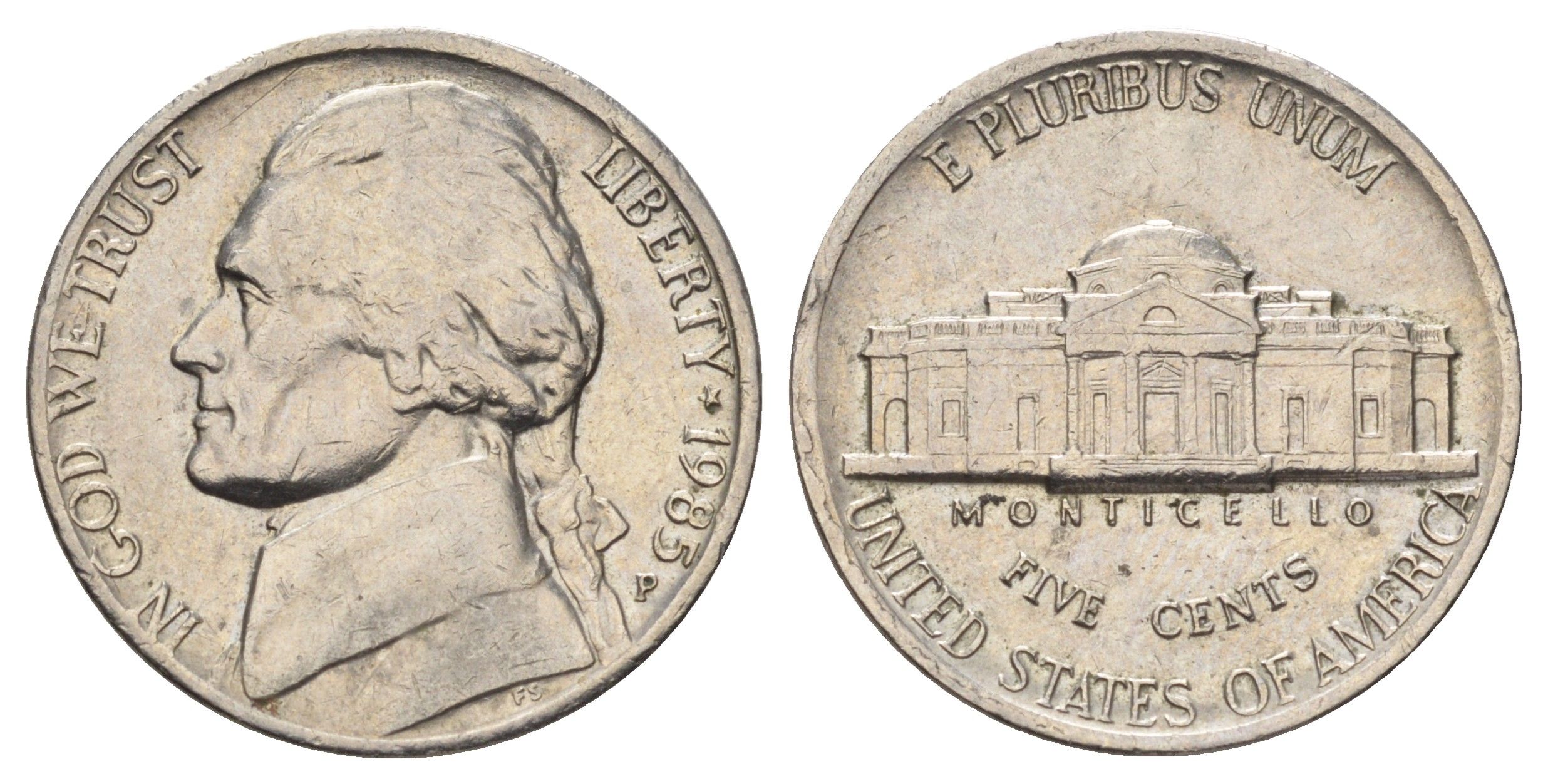 США 5 центов 1989 P, Джефферсон KM A192 медно-никель 4671-1111