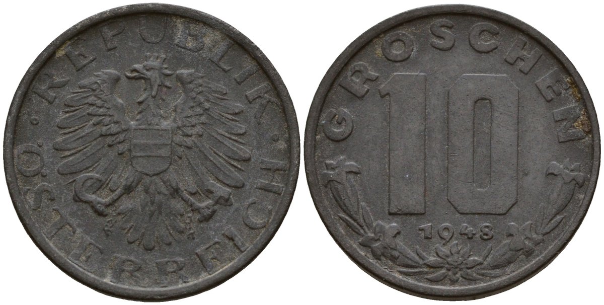 Австрия 10 грошей 1948 KM 2874 цинк 4121-756