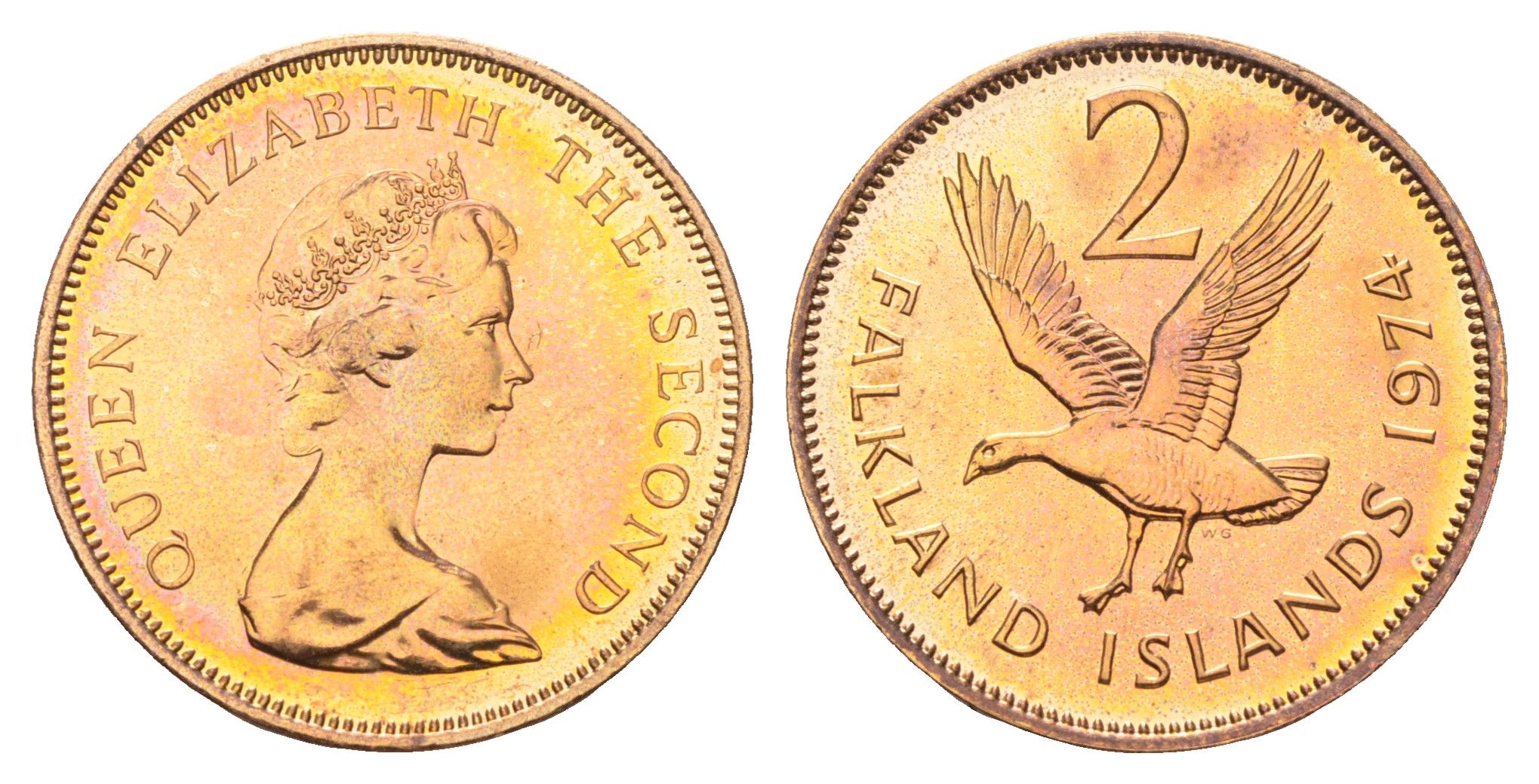 Фолклендские острова (Фолкленды) 2 цента 1974 KM 3 бронза PROOF 4127-1125