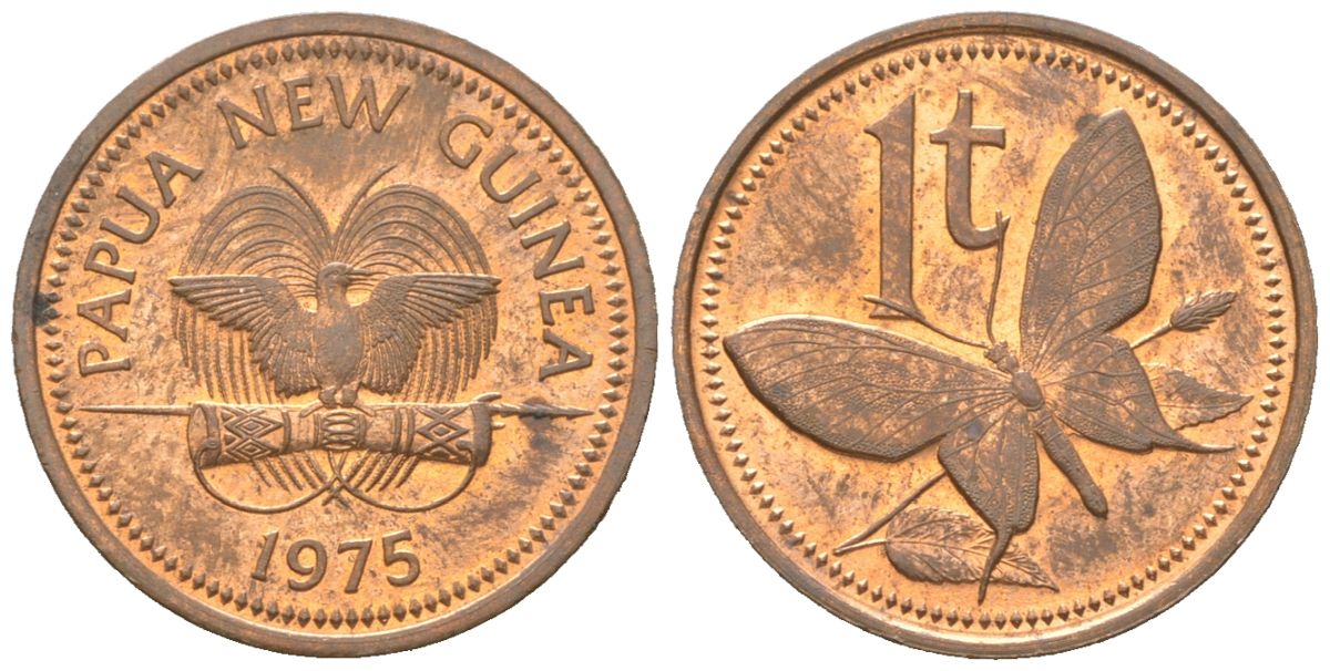Папуа-Новая Гвинея 1 тойя 1975 KM 1 бронза UNC 4611-562