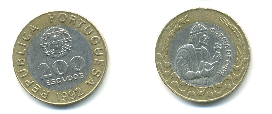 Португалия 200 эскудо 1992 Гарсия Де Орта (1501-1568) KM 655 биметалл 56-645