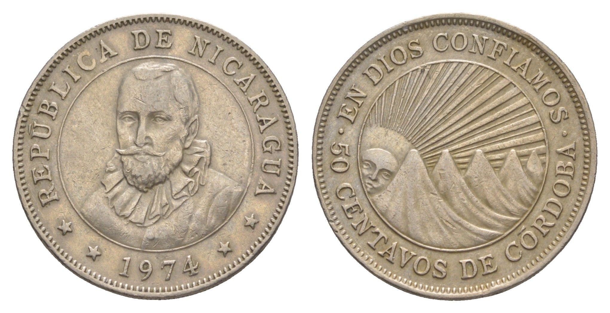 Никарагуа 50 сентаво 1974 KM 19.3 медно-никель 4641-327