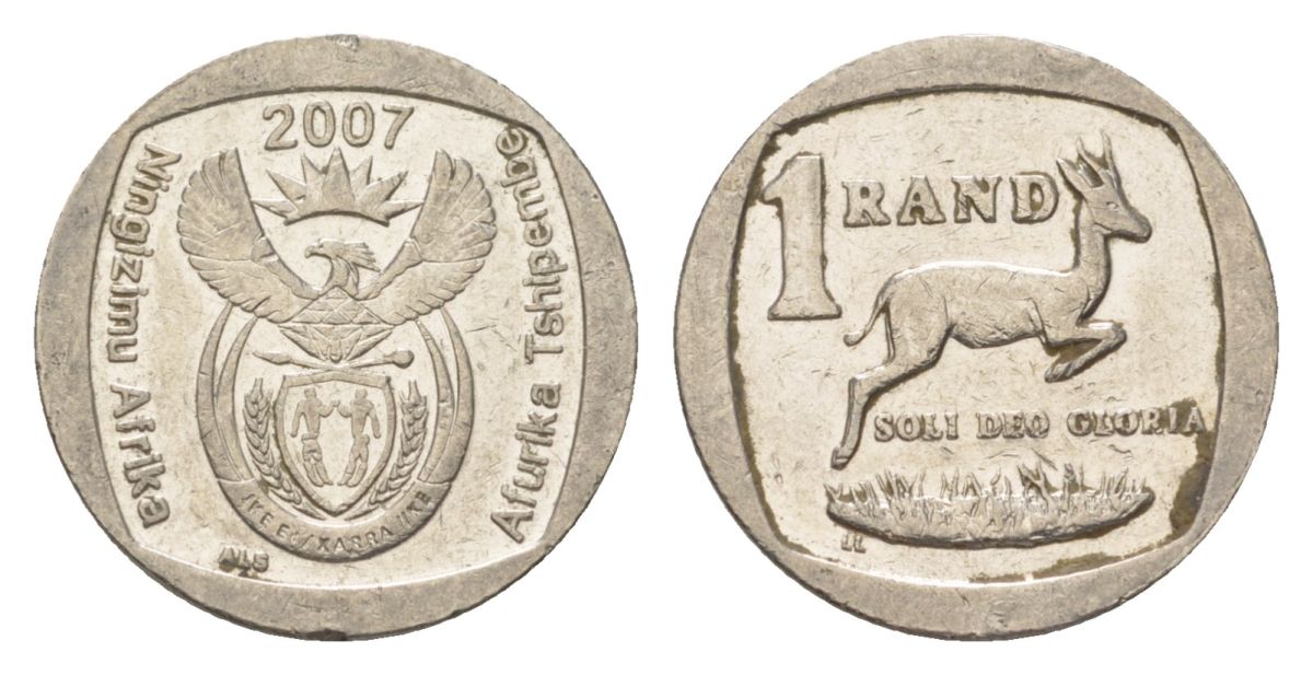 ЮАР 1 ранд 2007 KM 344 медь плакированная никелем 4627-452