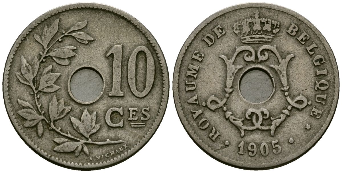 Бельгия 10 сантимов 1905 Belgique KM 52 медно-никель 4172-824