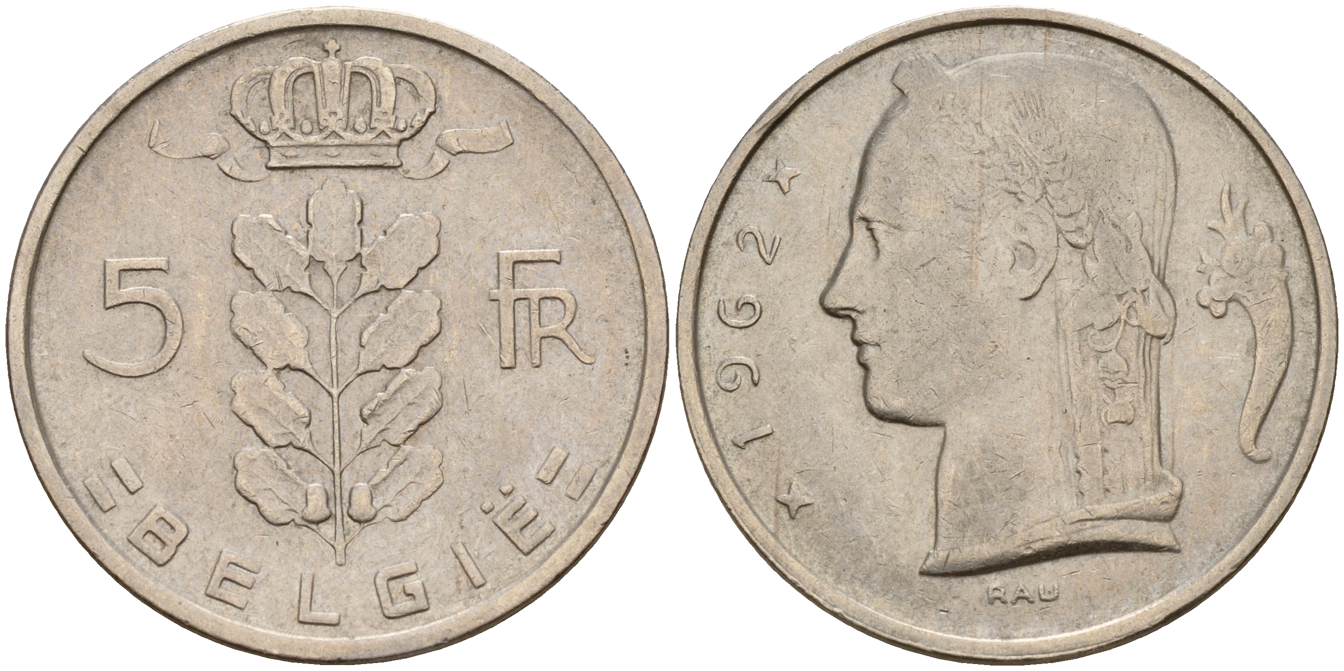 Бельгия 5 франков 1962 Belgie KM 135.1 медно-никель    4187-255