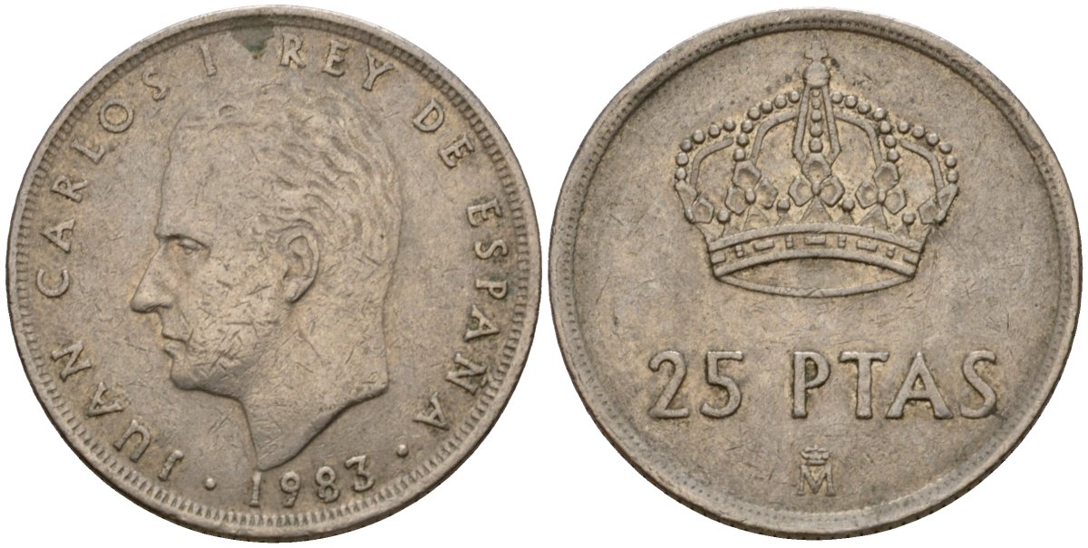 Испания 25 песет 1983 Хуан Карлос I (1975-2014) KM 824 медно-никель 183-112