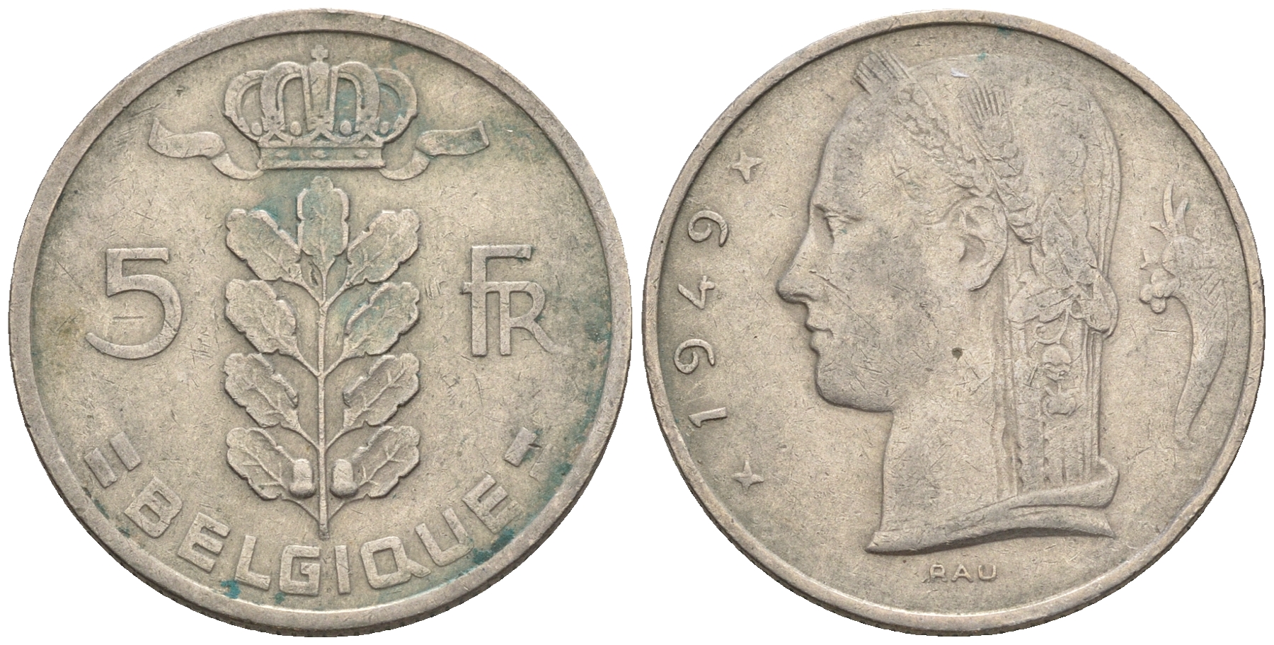 Бельгия 5 франков 1949 Леопольд III (1934-1950), Belgique KM 134.1 медно-никель 60-1155