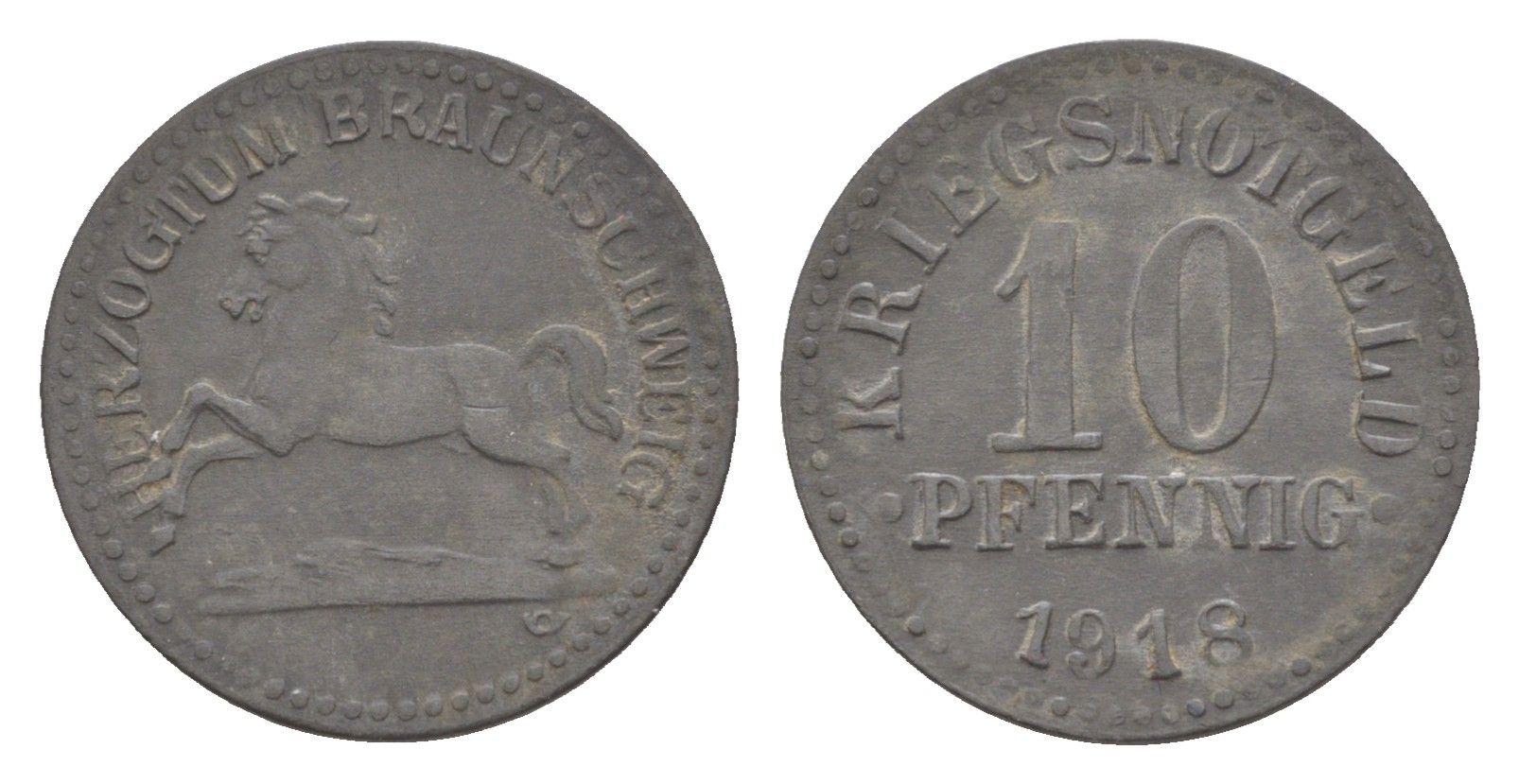 Брауншвейг 10 пфеннигов 1918 Funck 56.4, Men05 3454.5, Men18 4388.5 цинк 4636-747