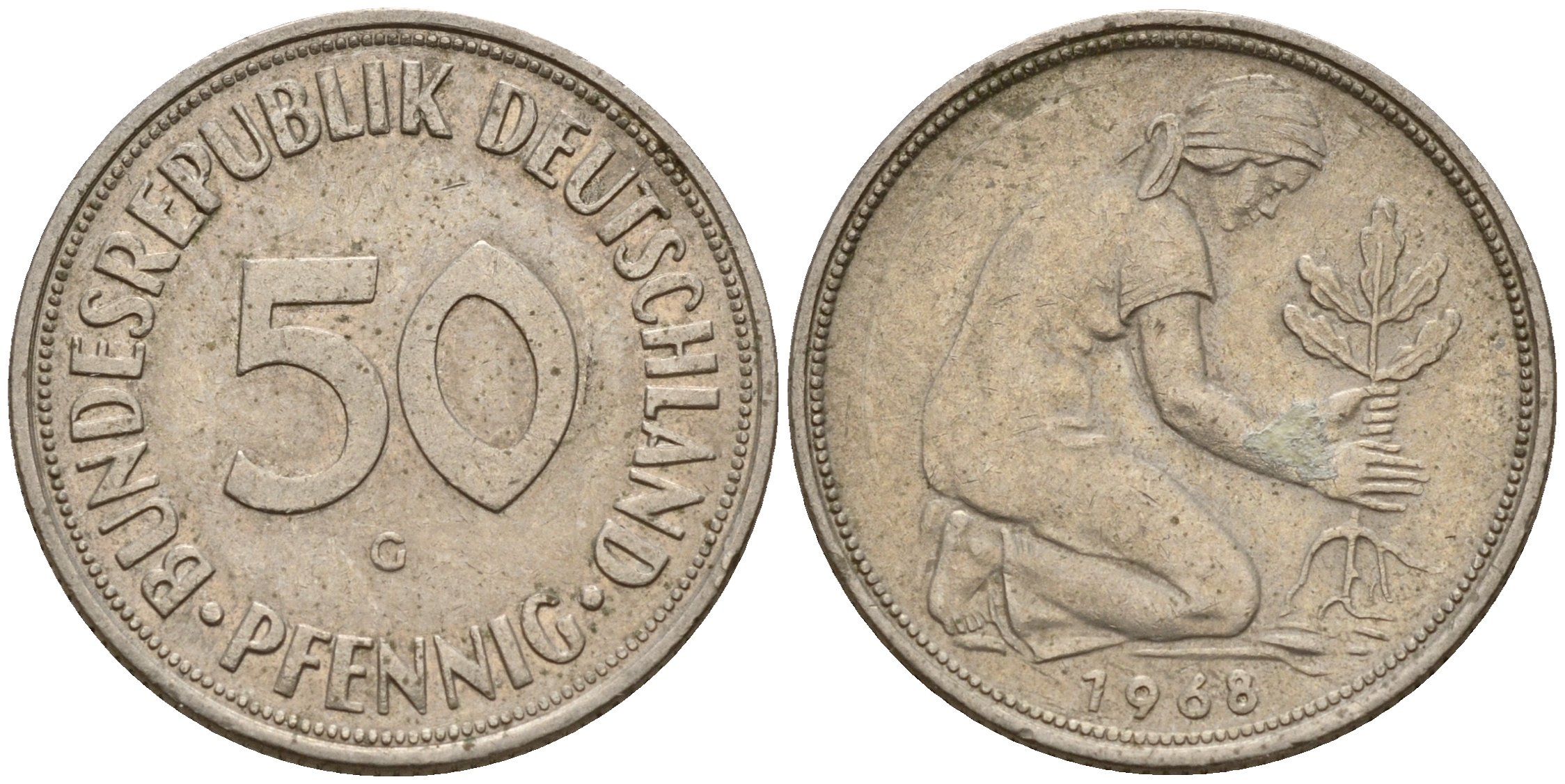 ФРГ 50 пфеннигов 1968 G J. 384, KM 109.1 медно-никель    4602-722