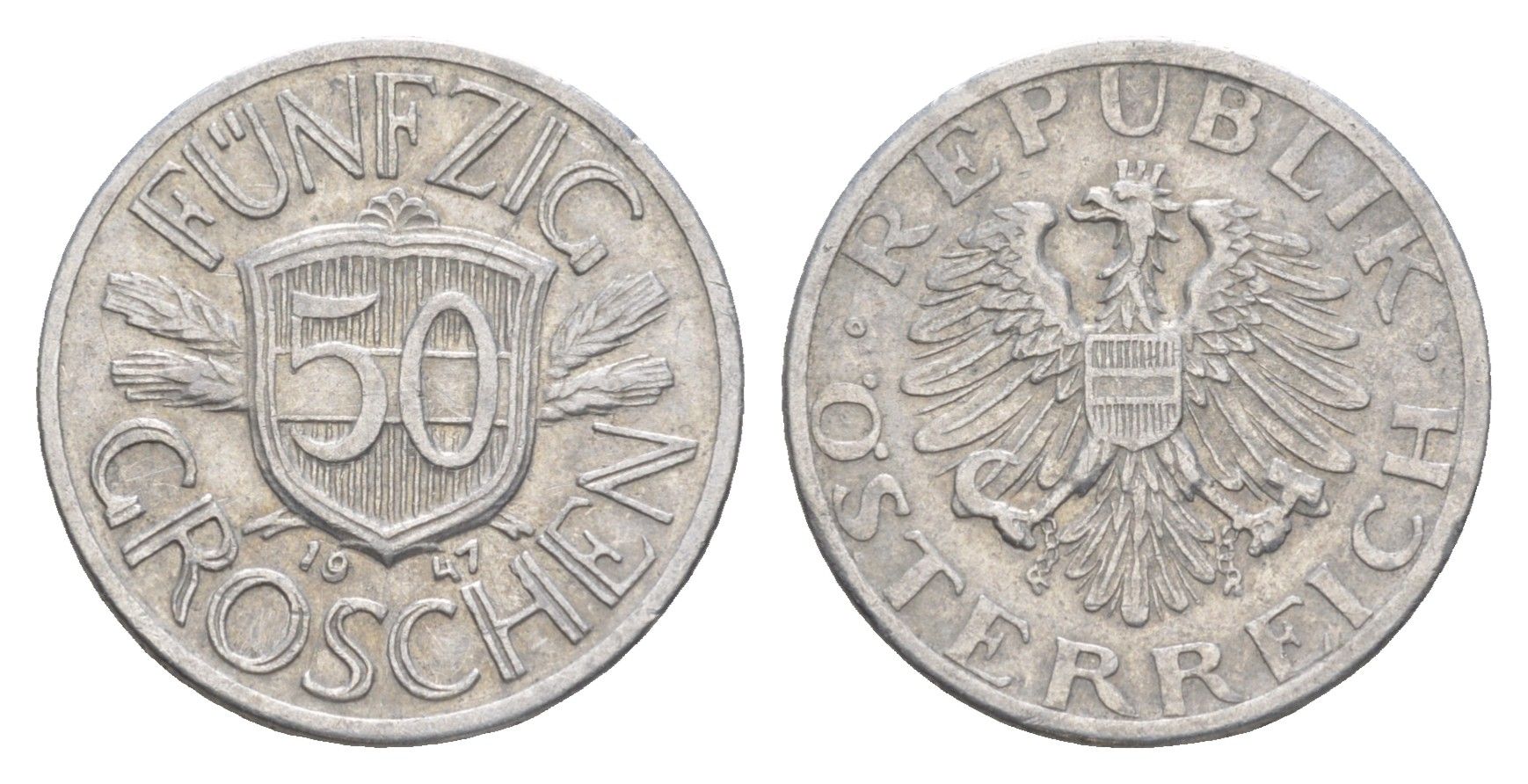 Австрия 50 грошей 1947 KM 2870 алюминий 4647-1157