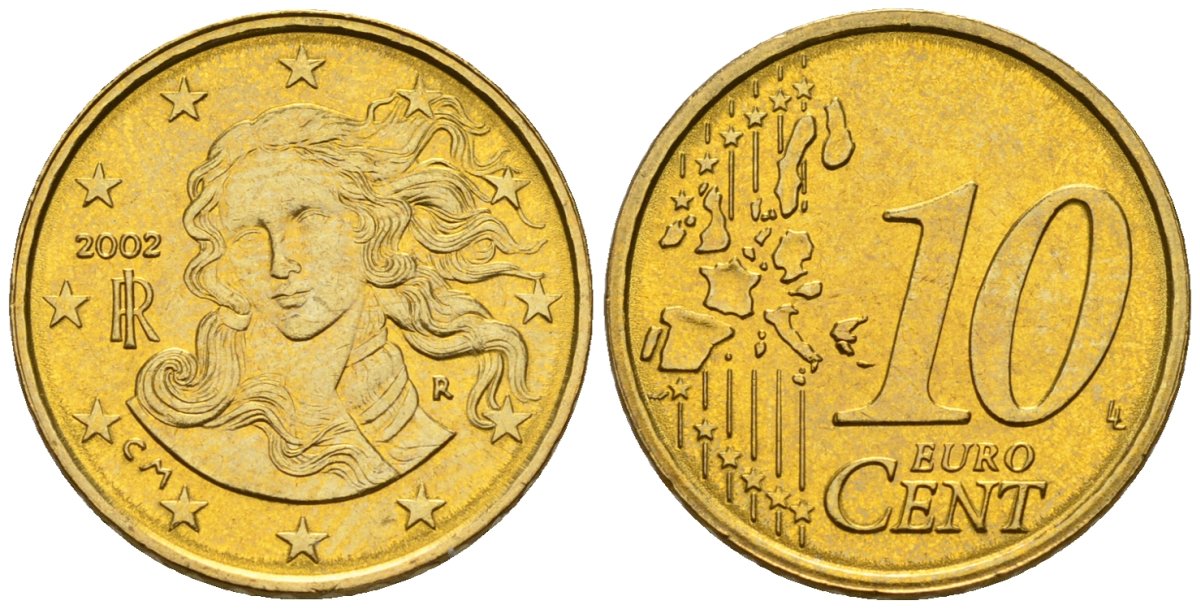 Италия 10 евроцентов 2002 KM 213 нордик UNC 4147-751