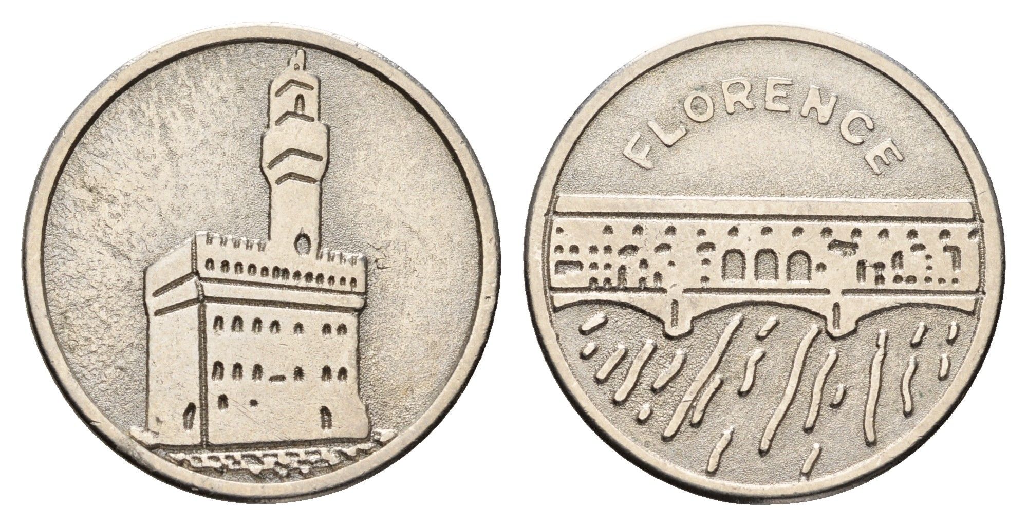 Италия, Флоренция муниципальный жетон Палаццо Веккьо, диаметр 25,5 мм, вес 5,2. гр никель 4670-735