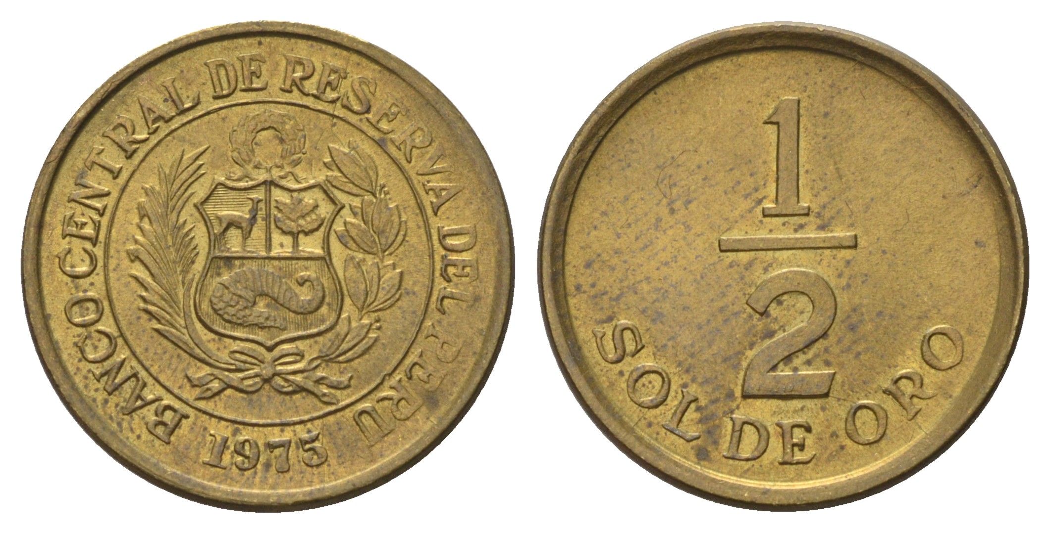 Перу 1/2 соль 1975 KM 265 латунь UNC 66-146
