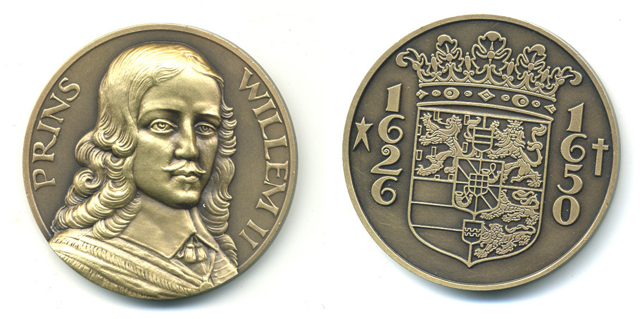 НИДЕРЛАНДЫ МЕДАЛЬ ND (1626-1650) ПРИНЦ ВИЛЬЯМ II бронза UNC 1079-3-31