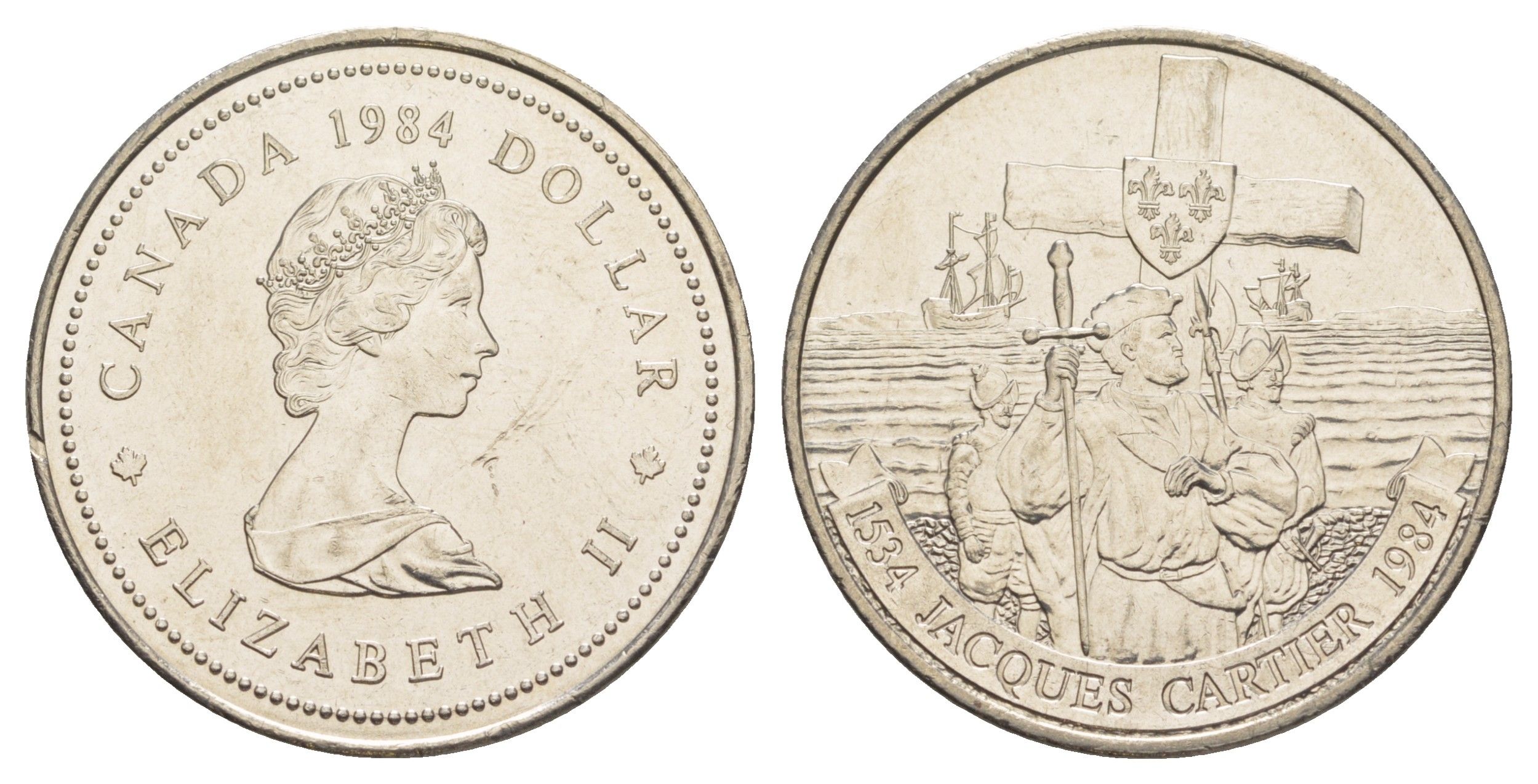 Канада 1 доллар 1984 450 лет с момента открытия Гаспе KM 141 никель 4634-414