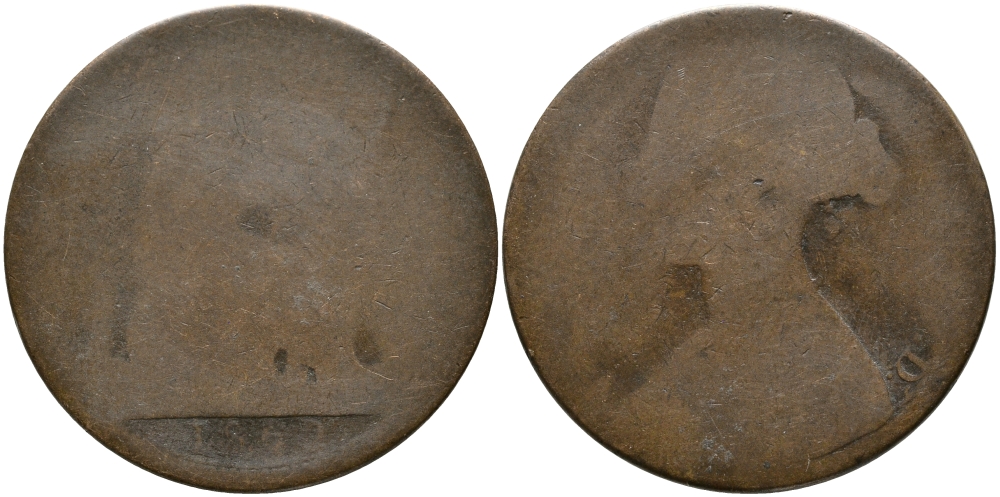 Великобритания 1 пенни 1862 Виктория (1837-1901) KM 749.2, Spink 3954 бронза 32-215