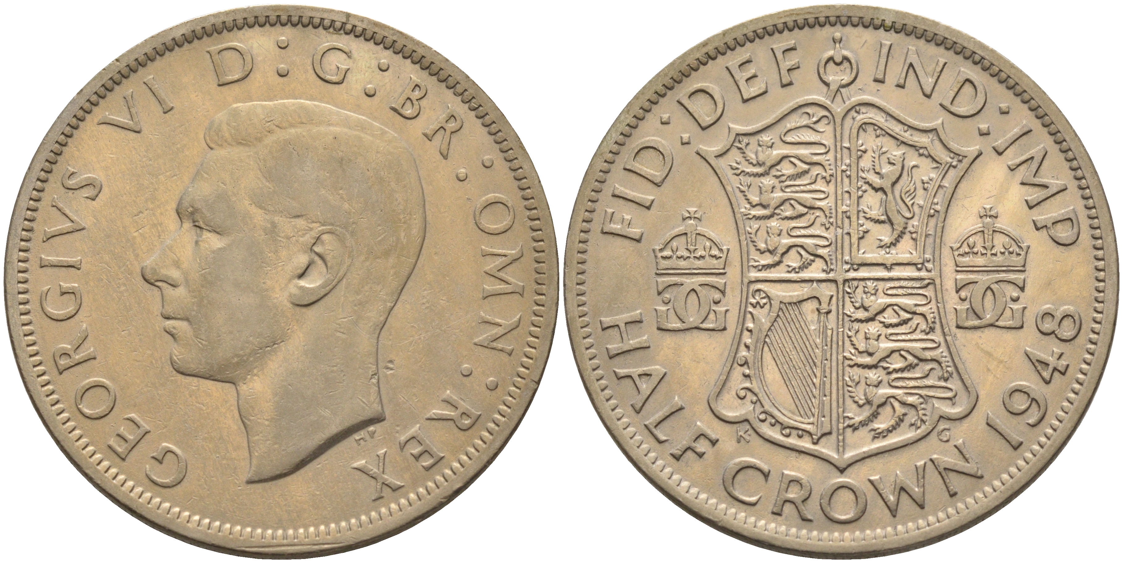 Великобритания 1/2 кроны 1948 Георг VI (1936-1952) KM 866, Spink 4101 медно-никель 4367-1233