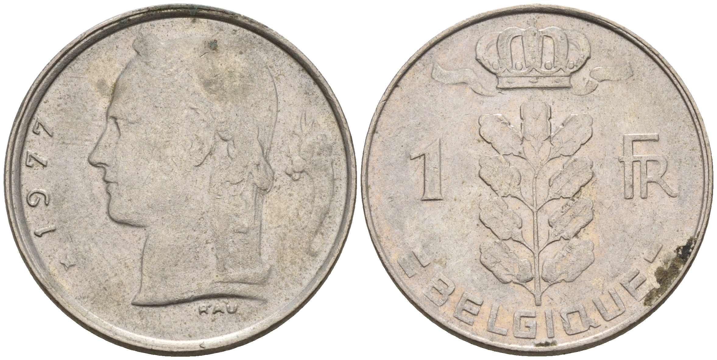 Бельгия 1 франк 1977 Belgique, Бодуэн I (1951-1993) KM 142.1 медно-никель  4602-657