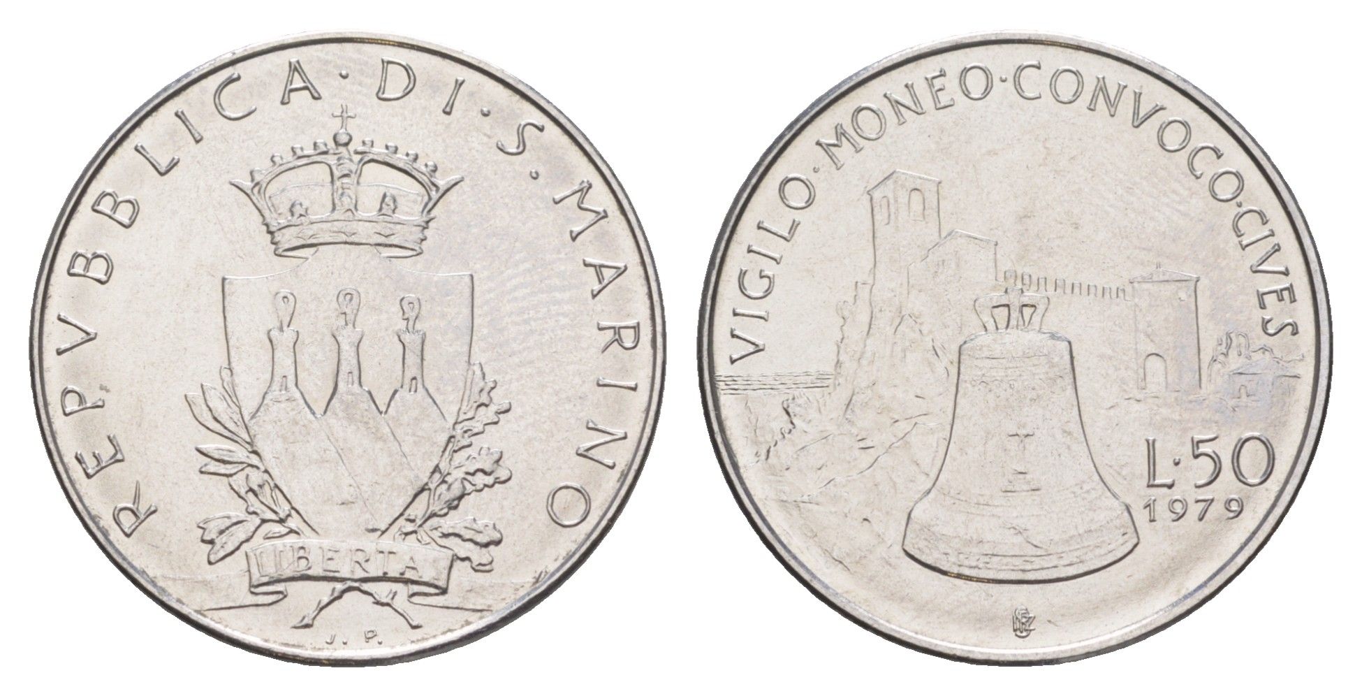 Сан-Марино 50 лир 1979 Институциональные органы государства KM 94 нержавеющая сталь UNC 4648-253
