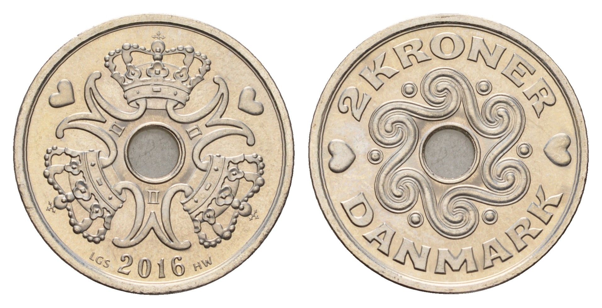 Дания 2 кроны 2016 Маргрете II (1972-2024) KM 874 медно-никель UNC 175-237