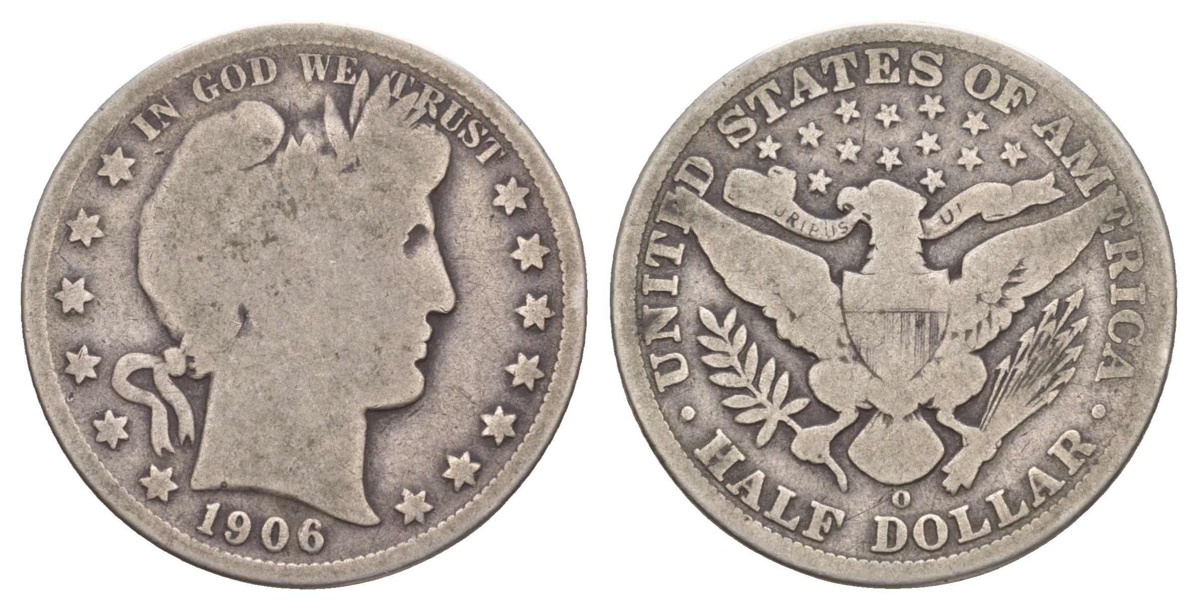 США 1/2 доллара (50 центов) 1906 O, 50 центов Барбера KM 116 серебро    5010-1641