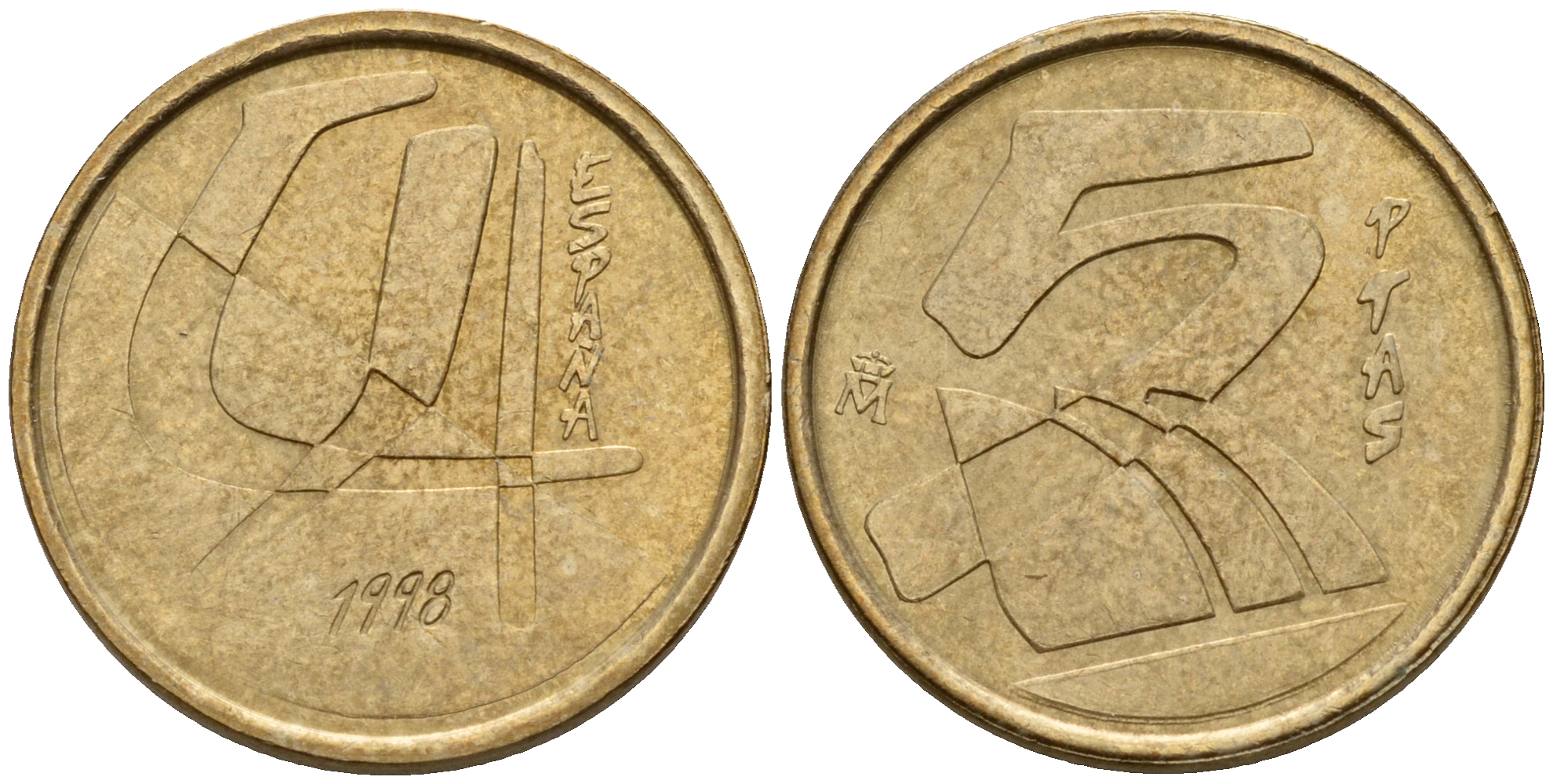 Испания 5 песет 1998 Хуан Карлос I (1975-2014) KM 833 алюминиевая бронза    4160-335