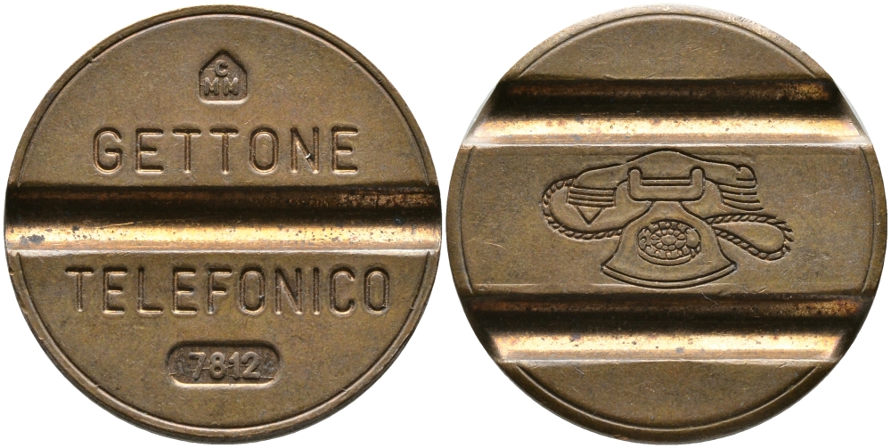 ИТАЛИЯ ТЕЛЕФОННЫЙ ЖЕТОН № 7812, ДИАМЕТР 24,5 ММ. латунь 65-1041