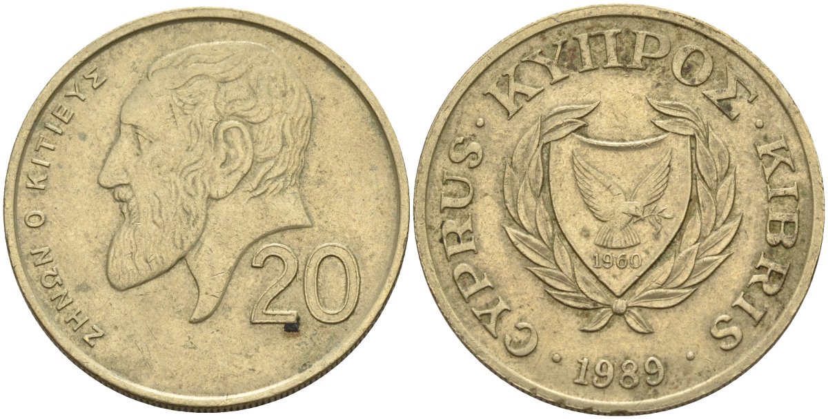 Кипр 20 центов 1989 KM 62.1 никель латунь 4140-743