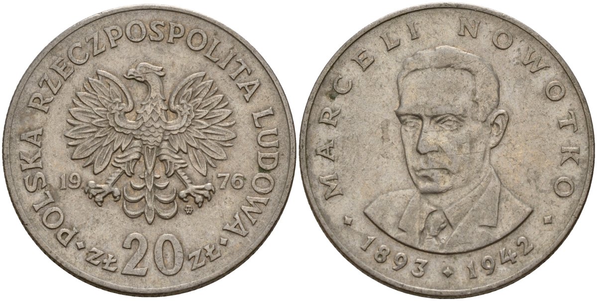 Польша 20 злотых 1976 Марсель Новотко Y 69 медно-никель 4157-142