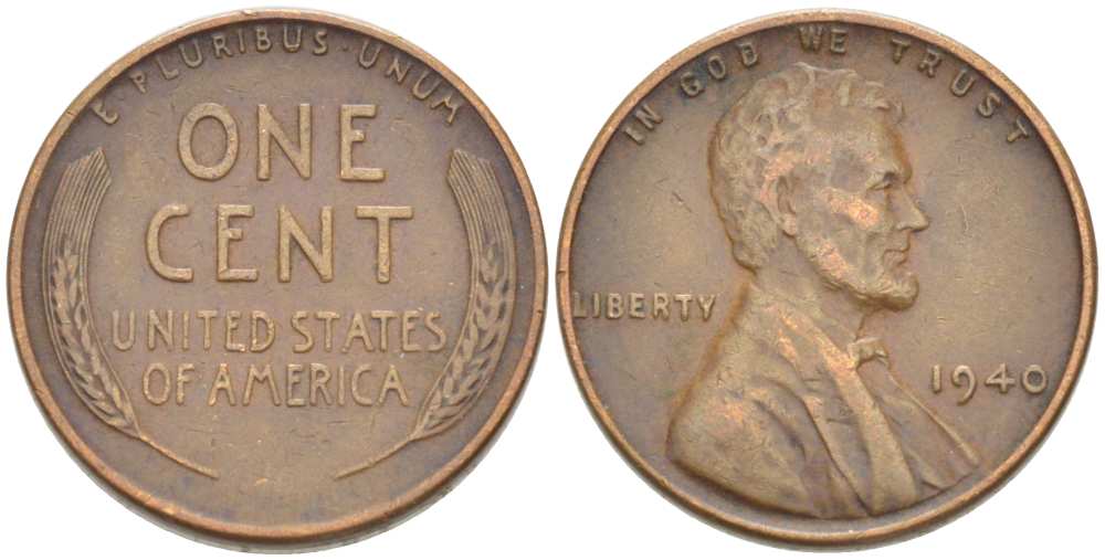 США 1 ЦЕНТ 1940 ЛИНКОЛЬН KM 132 бронза 218-363