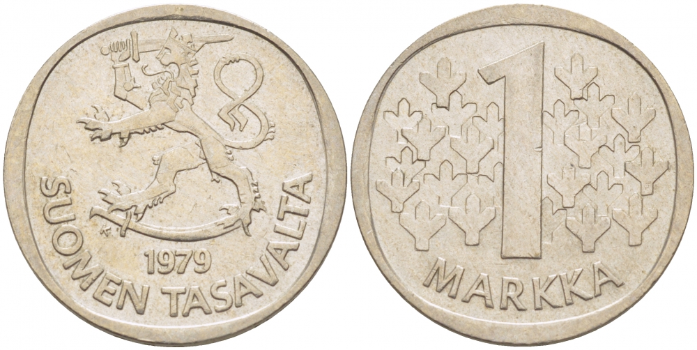 ФИНЛЯНДИЯ 1 МАРКА 1979 K KM 49а медно-никель UNC 3718-851