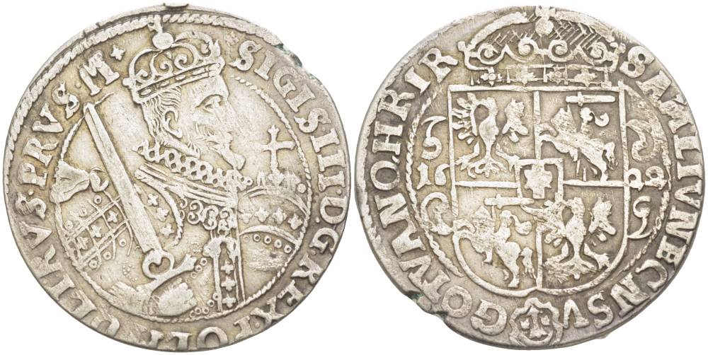 Польша орт (18 грошей - 1/4 талера) 1622 Сигизмунд III Ваза (1587-1632), вес 7,31 гр. KM 37, Kopiski 1278, Gumowski 1176 серебро 1517-914