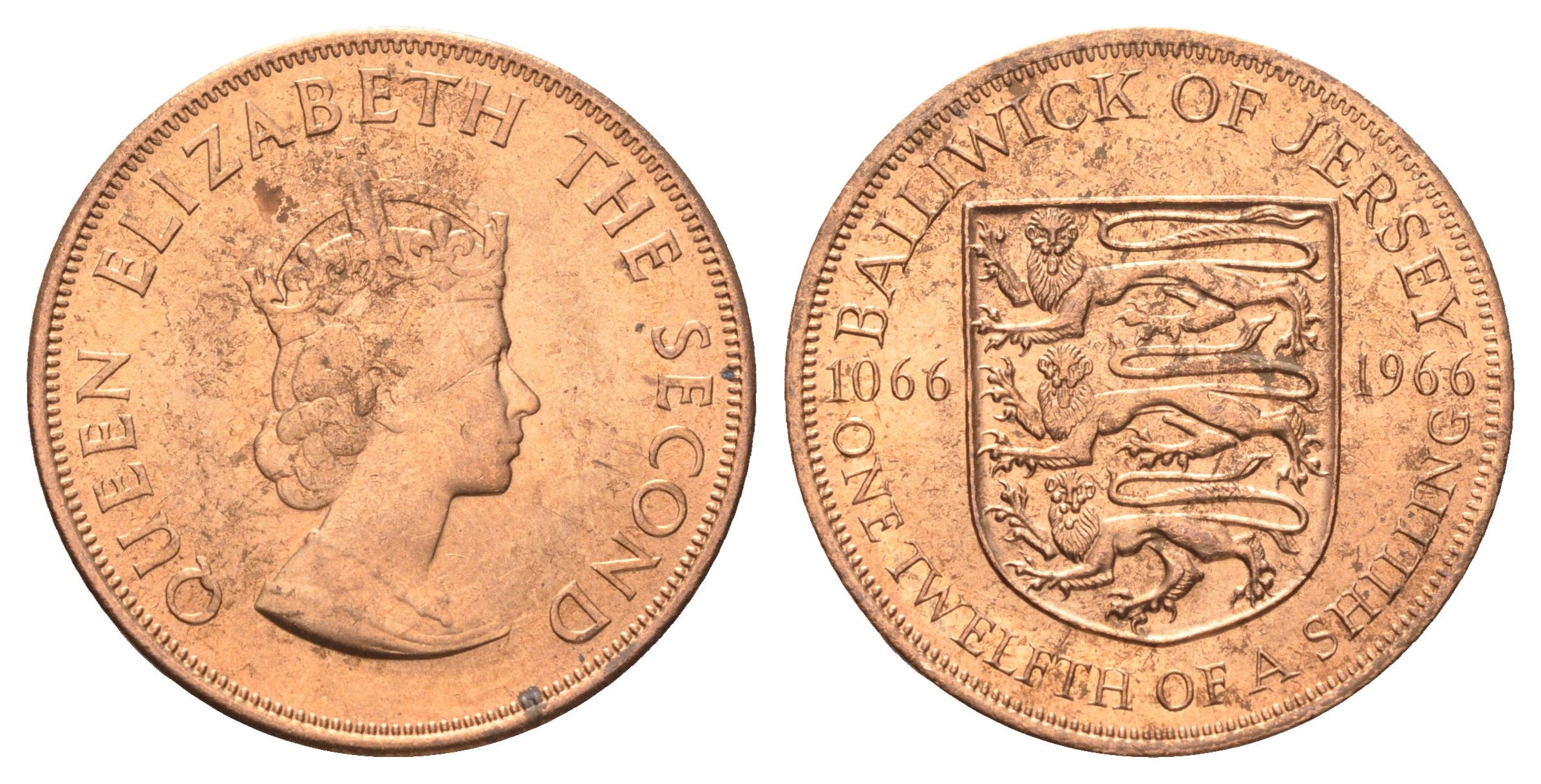 Джерси 1/12 шиллинга 1966 900 лет битве при Гастингсе KM 26 бронза aUNC 4661-114