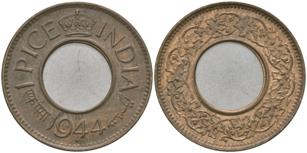 Британская Индия 1 пайс 1944 Георг VI (1936-1952) KM 533 бронза 33-1057