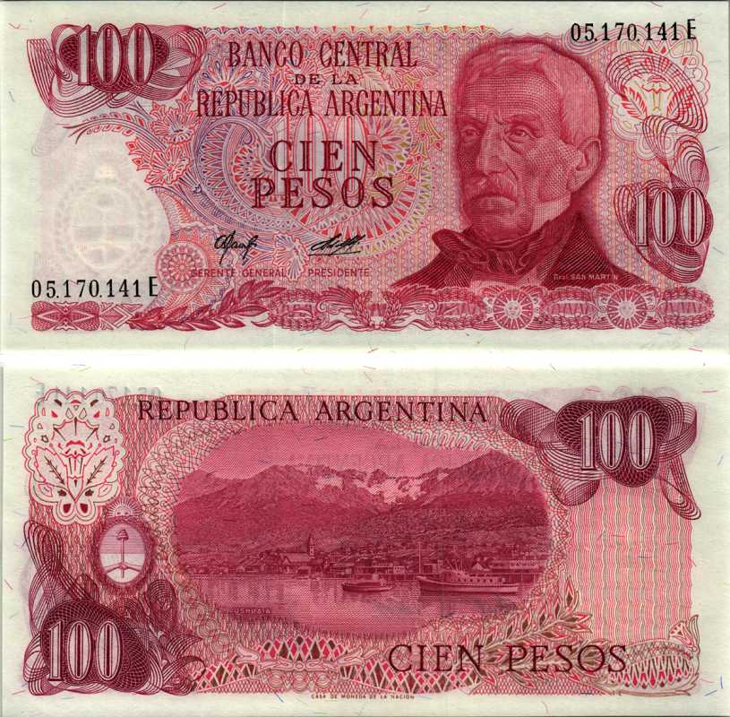 АРГЕНТИНА 100 ПЕСО 1978 СЕРИЯ Е05170, ХОСЕ де САН МАРТИН Pick 302b бумага UNC (ПРЕСС) 7547-66-1-2