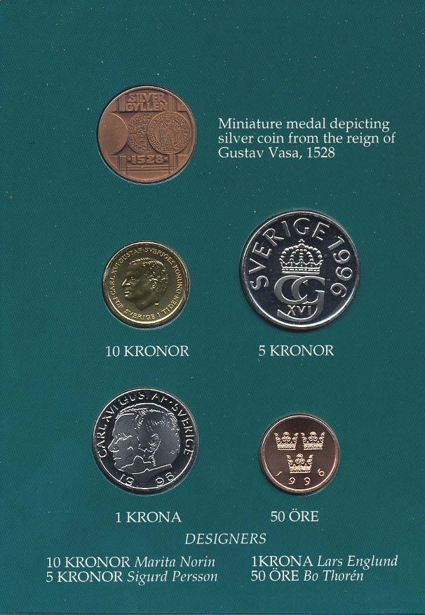 ШВЕЦИЯ НАБОР ИЗ 4 МОНЕТ 1996 04-062-248