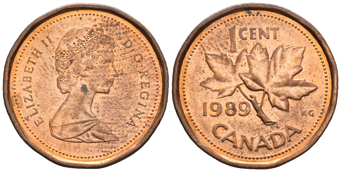 Канада 1 цент 1989 Елизавета II (1952-2022), кленовый лист KM 132 бронза 4609-229