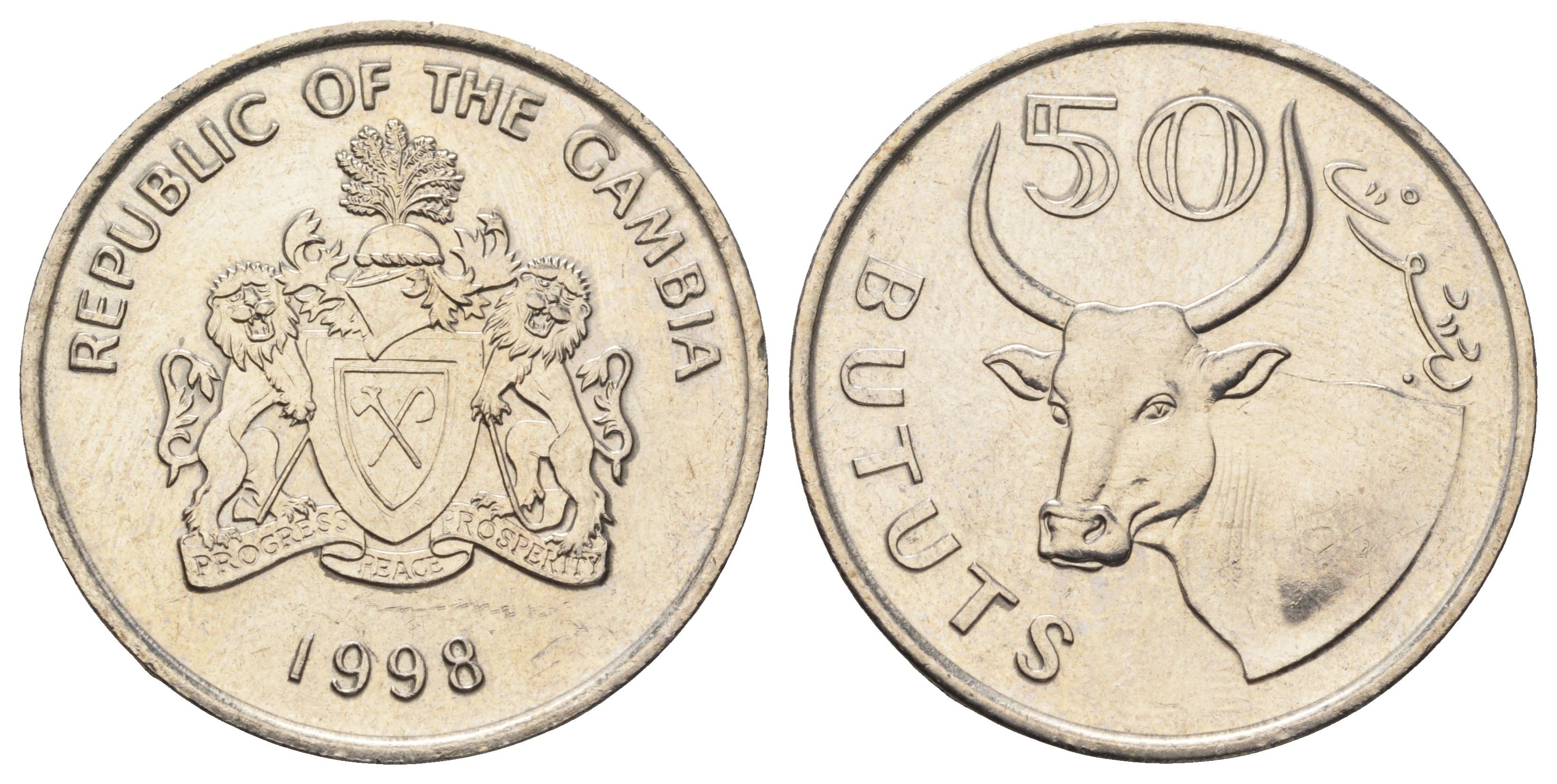 Гамбия 50 бутутов 1998 год-тип KM 58 медно-никель UNC 65-217