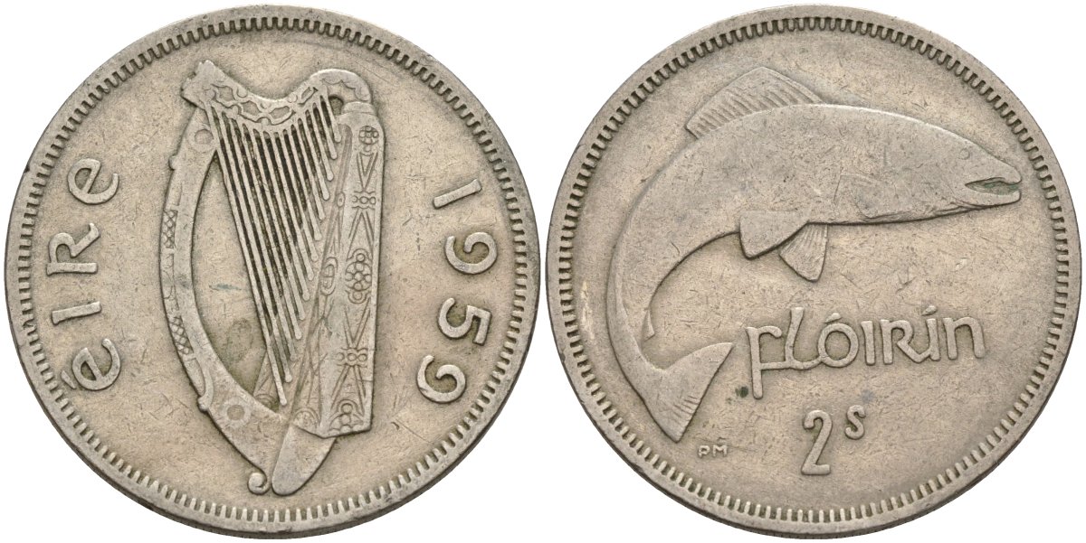 Ирландия 2 шиллинга = 1 флорин 1959 KM 15a медно-никель 4144-1033