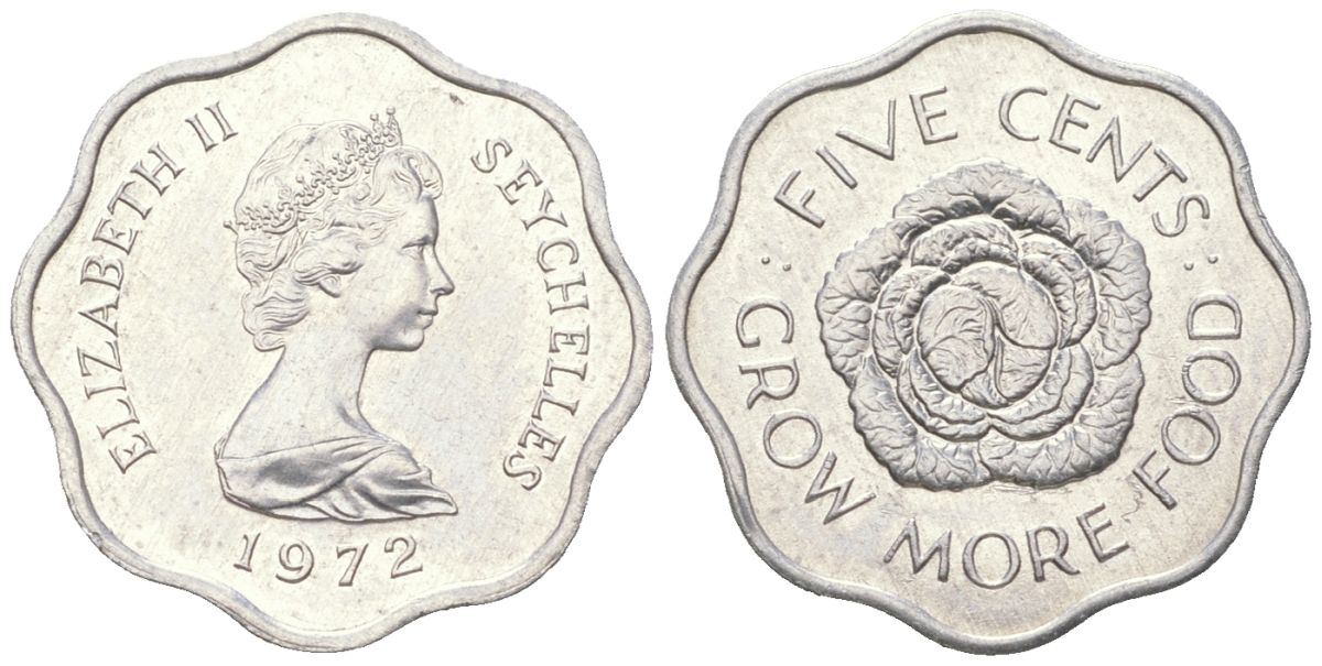 Сейшельские острова 5 центов 1972 FAO, цветок, Елизавета II KM 18 алюминий UNC 4611-416